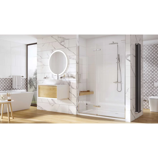 Chisdock Semi-Frameless Tempered Glass Hinged Shower Door