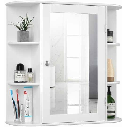3 Tier Mirrored Bathroom Cabinet Wall Mount Storage Cupboard w/ Display Shelves