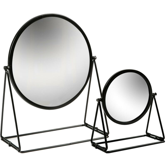 Harbour Housewares 2 Piece Round Dressing Table Mirror Set - 2 Sizes - Black