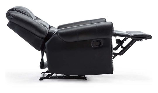 Denver bonded leather recliner armchair stud sofa home lounge reclining chair - black