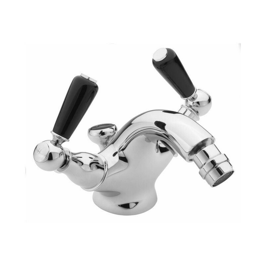Sagittarius Kensington Lever Monobloc Bidet Mixer Tap with Pop Up Waste - Chrome/Black - Chrome