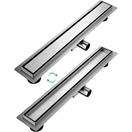 EMKE Shower Drain Linear Drain 2-in-1 Tile Insert Linear Floor Shower Drain, Stainless Steel Channel Drain, with High Flow Capacity Odor Stop and
