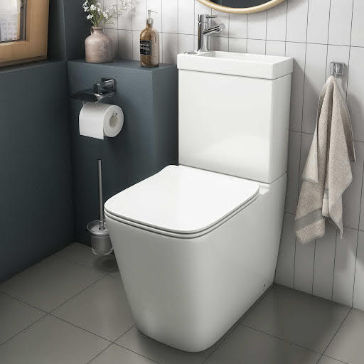 Affine Provence 2-in-1 Rimless Close Coupled Toilet With Sink On Top - Tap & Waste Incl