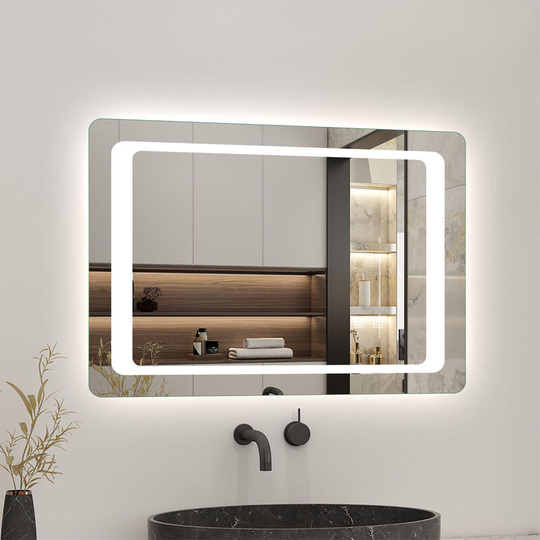 Acezanble - 900x650mm Bathroom Mirror With Lights, Horizontal Sensor Switch led Illuminated Bath Vanity Wall-Mounted Mirrors