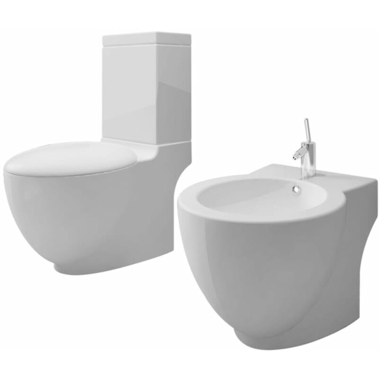 Vidaxl - Stand Toilet & Bidet Set White Ceramic White