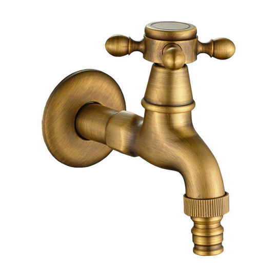 Betterlifegb - Garden Faucet Washing Machine Faucet Vintage Solid Brass Water Tap Wall-Mounted Mixer Tap G1/2 Inlet Thread, BR-Life (Short)