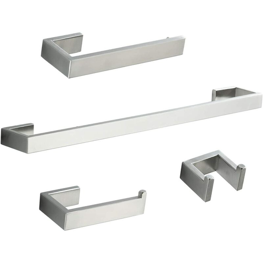 Toilet Paper Holder Towel Rack Towel Ring Bathroom Accessories - White (Set of 4)