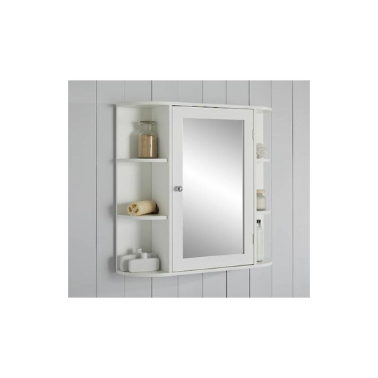Vale Designs Single Door Bathroom Mirror Cabinet with Shelves White