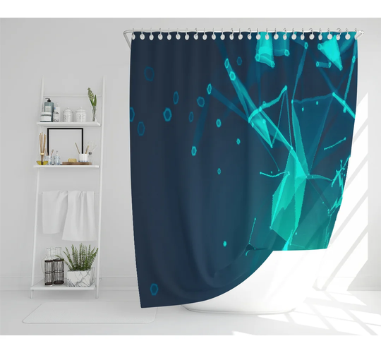 Polygonal Space Designer Shower Curtain