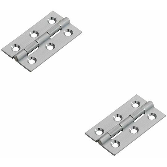 2x pair 50 x 28 x 1.5mm Cabinet Hinge Satin Chrome Small Cupboard Door
