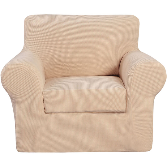 2-piece Set Elastic Stretch Sofa Armchair Cover Solid Color Couch Slipcover khaki 90-140cm 1Seat
