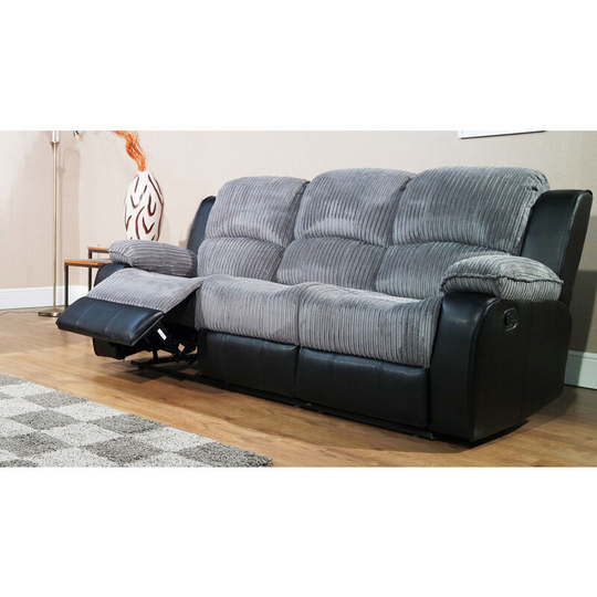 Concorde Recliner Black/Grey 3 Seater