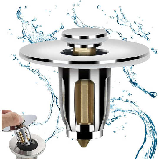 Gift - Pop Up Sink Stopper Universal Bathtub Stopper Stainless Steel Sink Waste Plug Core Push-Type Bounce Stopper for Kitchen Bathroom Sink