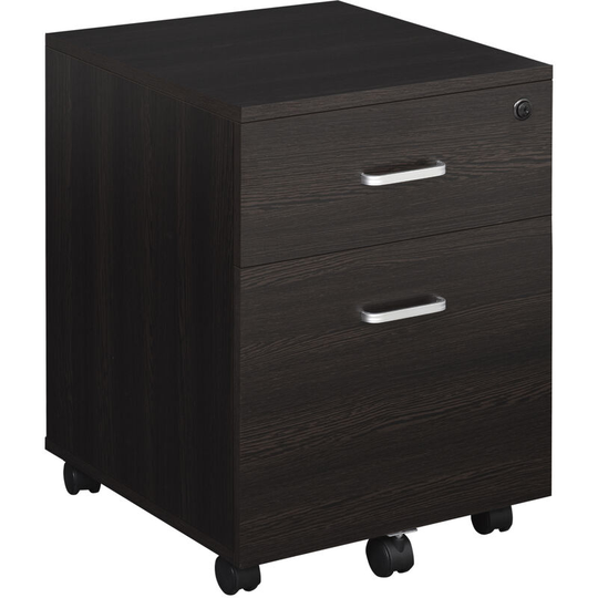 Vinsetto - 2-Drawer Locking Office Filing Cabinet 5 Wheels Rolling Storage Brown - Black