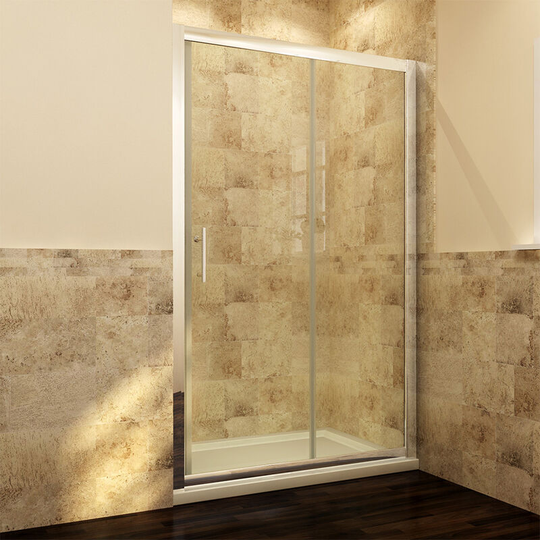 Elegant - 1400mm Glass Reversible Sliding Shower Cabin 6mm Tempered Glass Wet Room with 1400x700mm Shower Tray and 90mm Waste Trap