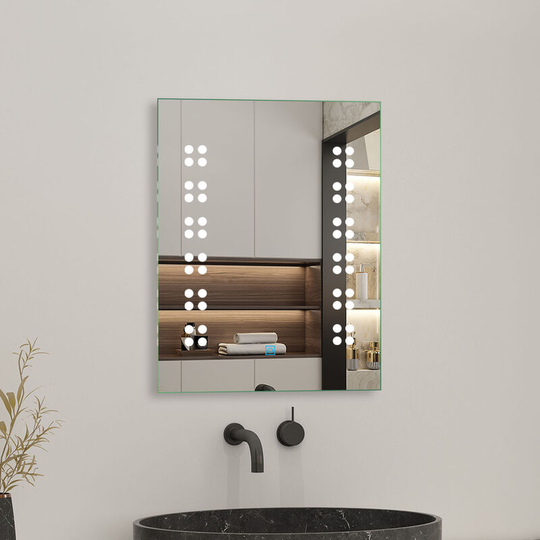 Acezanble - 450x600mm Illuminated Bathroom Mirror with Led Lights, Backlit Wall Mount Light up Led Mirror Light With Touch Sensor Switch + Demister