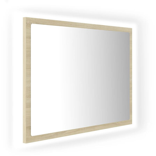 Led Bathroom Mirror Sonoma Oak 60x8.5x37 cm Acrylic Vidaxl Brown