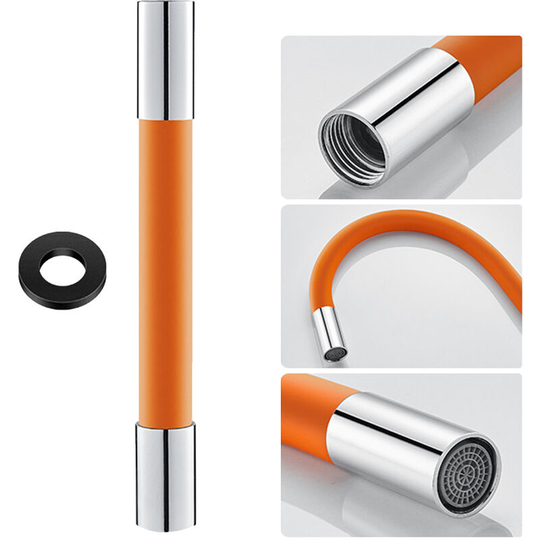 360 Degree Faucet Sprayer Extension Hose Silicone Extension Tube Flexible Faucet Extender Water Hose - Orange&30cm