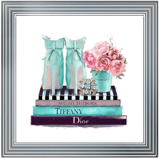 Fashion Books Blue - Picture Frame Graphic Art Print on Paper