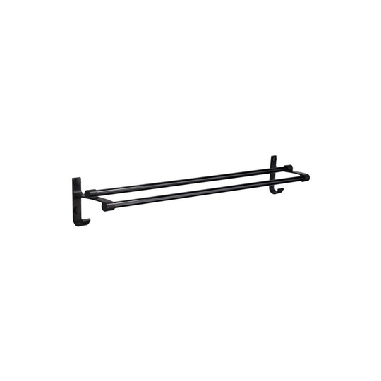 Betterlifegb - Towel holder without punch towel rack black bathroom hanger towel rack double rod black 60cm