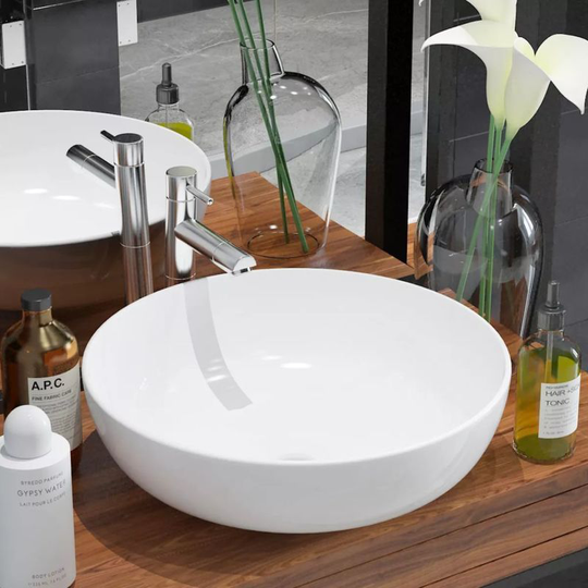 Basin Round Ceramic White 41.5x13.5 cm VD04461 - Hommoo