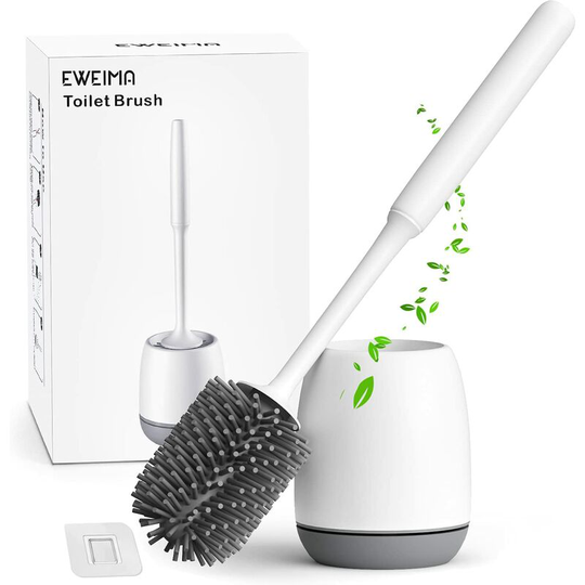 Toilet Brush Silicone Toilet Brush Quick Drying Antibacterial Silicone Toilet Brush Long Handle Toilet Brush Floor Mounted Gray