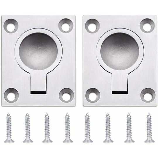 Morejieka - Ring Flush Pull Handle Hatch Locker Cabinet Concealed Handle 48 x 38mm - Stainless Steel Oceans Sailboat Drawer Door Hardware 2pcs-rlife
