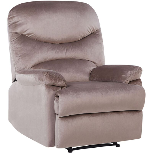Beliani - Reclining Chair Manual Adjustable Back Footrest Velvet Upholstery Taupe Eslov - Grey