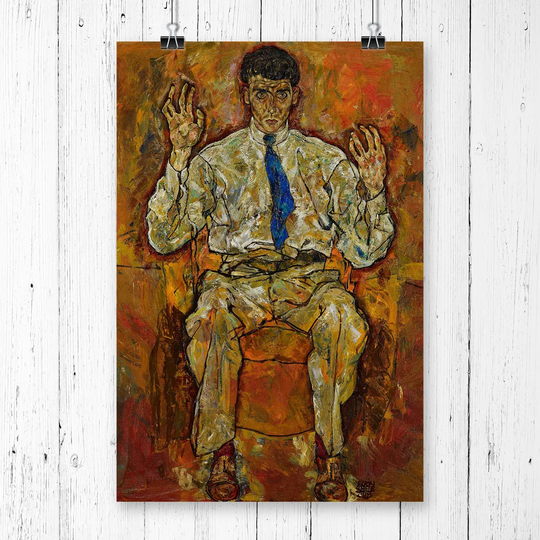 'Portrait of a Seated Man' by Egon Schiele Painting Print