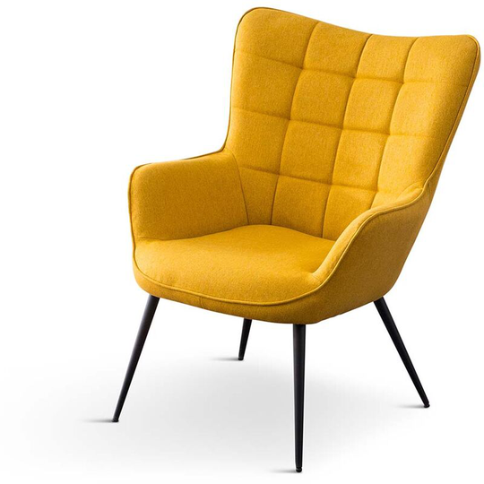 Vera Linen / Velvet Occasional Lounge Living Room Accent Chair Armchair Metal Legs Yellow without Footstool - Yellow without Footstool