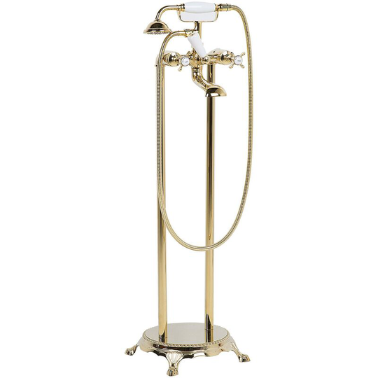 Beliani - Modern Vintage Freestanding Bath Shower Mixer Tap Hand Held Shower Gold Hebbe - Gold