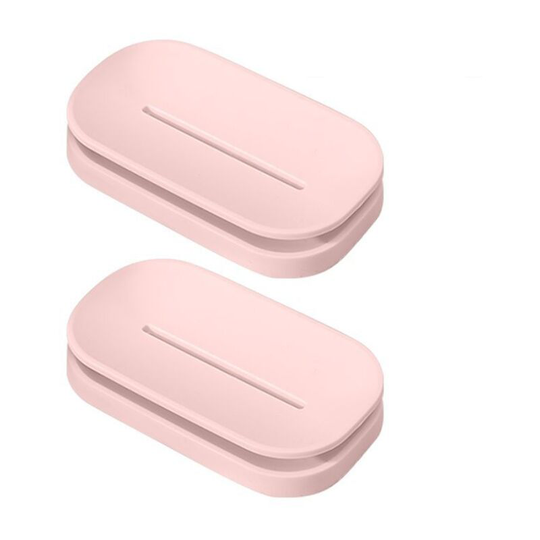 Soap dish with drain, removable, easy to clean, soap dish dry soap, suitable for soap dish in the kitchen, bathroom and nordic shower room pink * 2