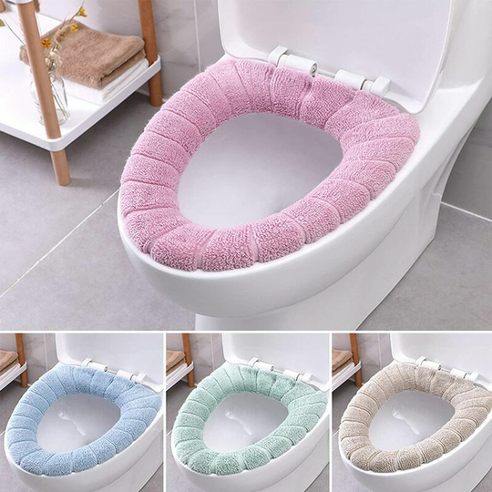 Toilet Seat Cover Retractable Toilet Cushion Mat Soft Washable Toilet Seat Pads Washable Heated Toilet Cover Fit Most Type Toilets 4 Pcs, BR-Life