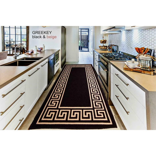 Kris Power Loom Black/Beige Rug