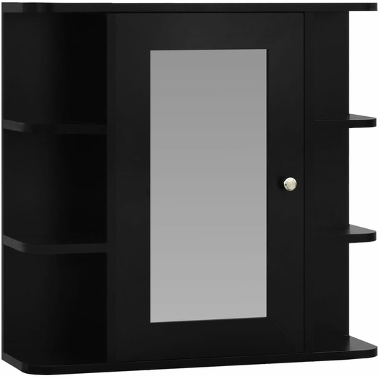 Bathroom Mirror Cabinet Black 66x17x63 cm MDF vidaXL - Black