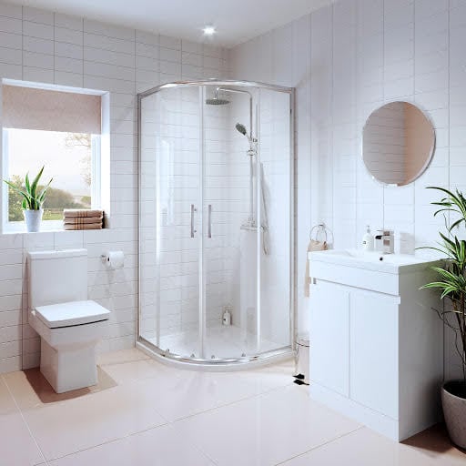 Royan Bathroom Suite with Luxura Quadrant Enclosure 900mm & Artis Vanity Unit 600mm