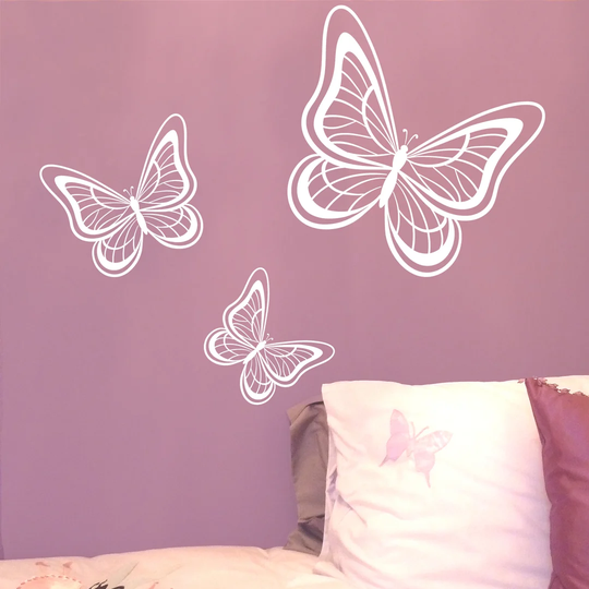 3 Piece Butterflies Wall Sticker Set