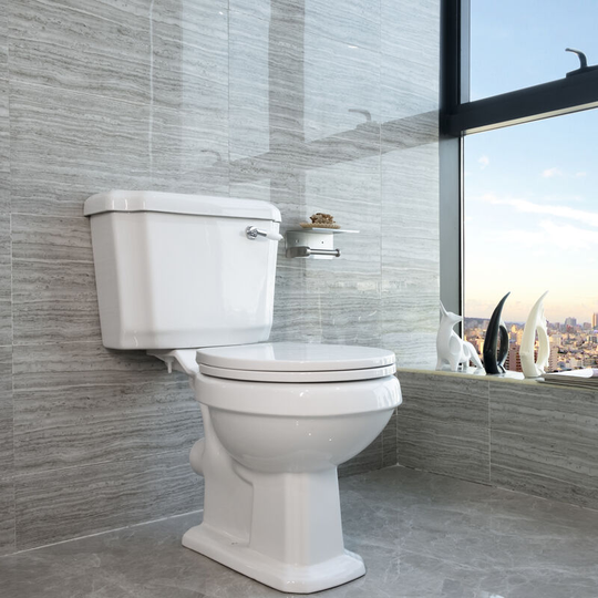 Aica Sanitär - Traditional Toilet Close Coupled Ceramic Pan Cloakroom Soft Close Seat Bathroom - White