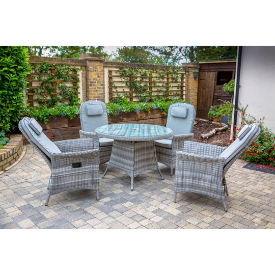 Jaffrey 4 Seater Dining Set with Cushions and Parasol