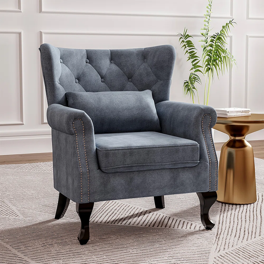 Trowbridge 77.5Cm Wide Velvet Wingback Chair