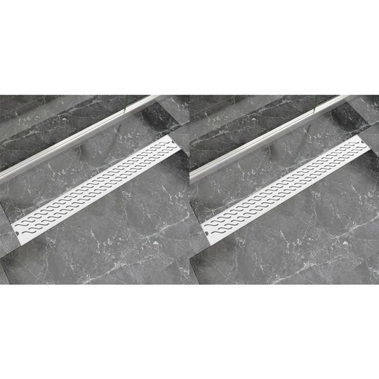 Linear Shower Drain 2 pcs Wave 930x140 mm Stainless Steel VD18852 - Hommoo
