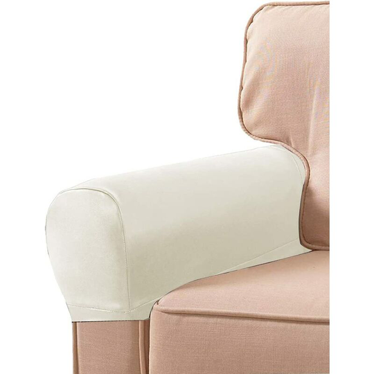 1 Pair of pu Leather Sofa Armrest Covers for Armchair Armrests, Stretch Slipcovers for Sofa Furniture, Armrests (White)