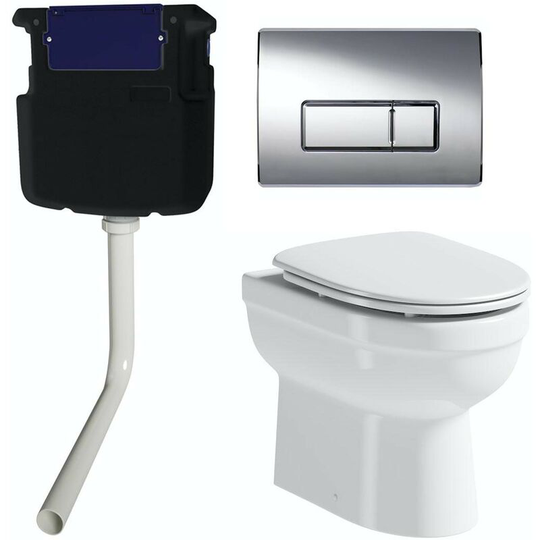 Eden back to wall toilet with luxury soft close seat, concealed cistern and push plate - White - Orchard
