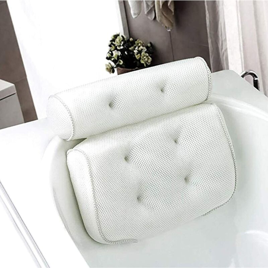 Bath Pillow Bath Cushion with 6 Non-Slip Suction Cups, for Spa Pillow Bathtub, Jacuzzi, Hot Tub, Home Spa (37 x 35 x 10 cm)