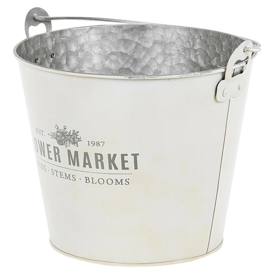Charcoal Industrial Rustic Metal Bucket Indoor/Garden Flower Plant Pot Planter Display