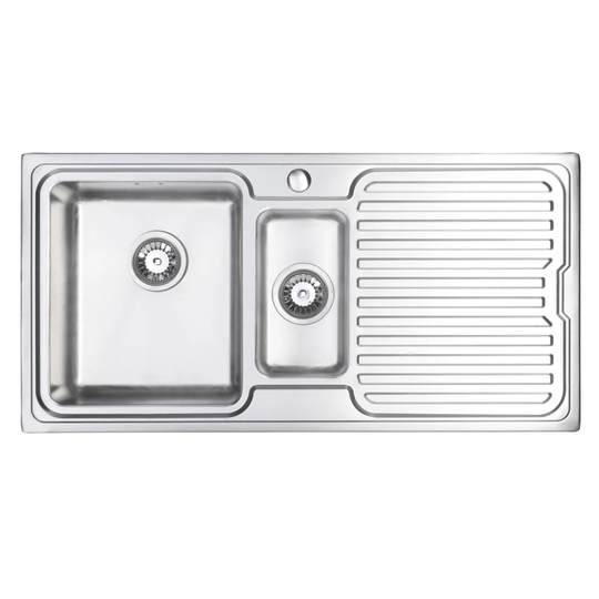 100cm x 50cm 1.5 Bowl and Drainer Left Hand Main Bowl Kitchen Sink