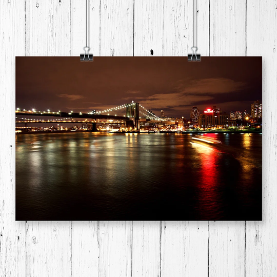 'New York City Lights Reflecting Skyline' Photographic Print