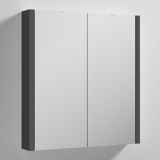 Parade 2-Door Mirrored Cabinet 600mm Wide - Gloss Grey - Nuie