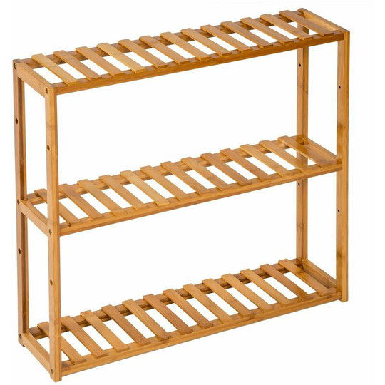 Tectake - Bathroom shelf unit 60x15x54.5 cm - bath shelf, bamboo shelf, toilet shelf - brown