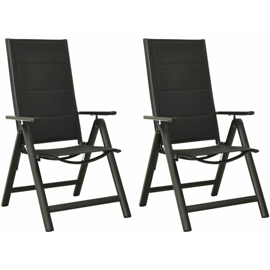 Folding Garden Chairs 2 pcs Textilene and Aluminium Black Vidaxl Black